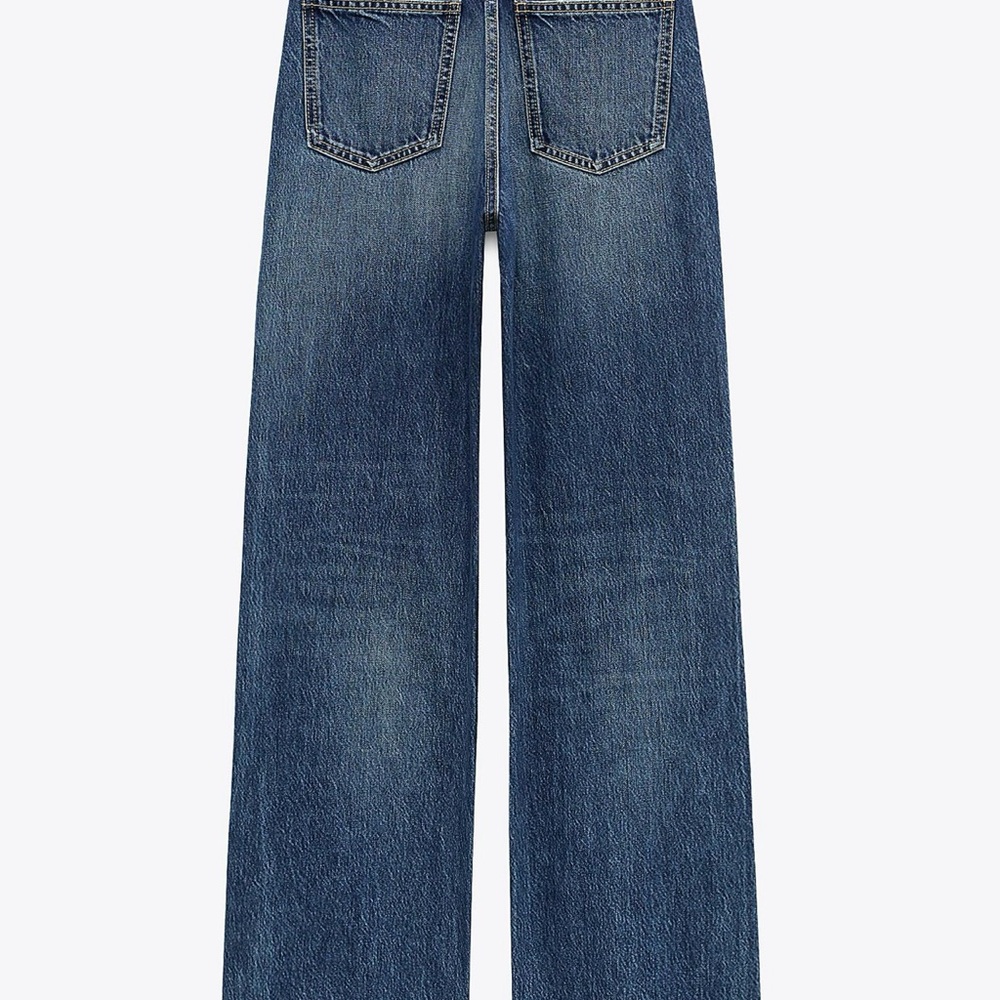 NWOT Zara High Rise Wide Leg Raw Hem Jeans - Picture 4 of 7